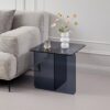 Tempered Glass Side Table, Multi Purpose Night Stand, Durable Transparent End Table - Smoke Gray - Image 2