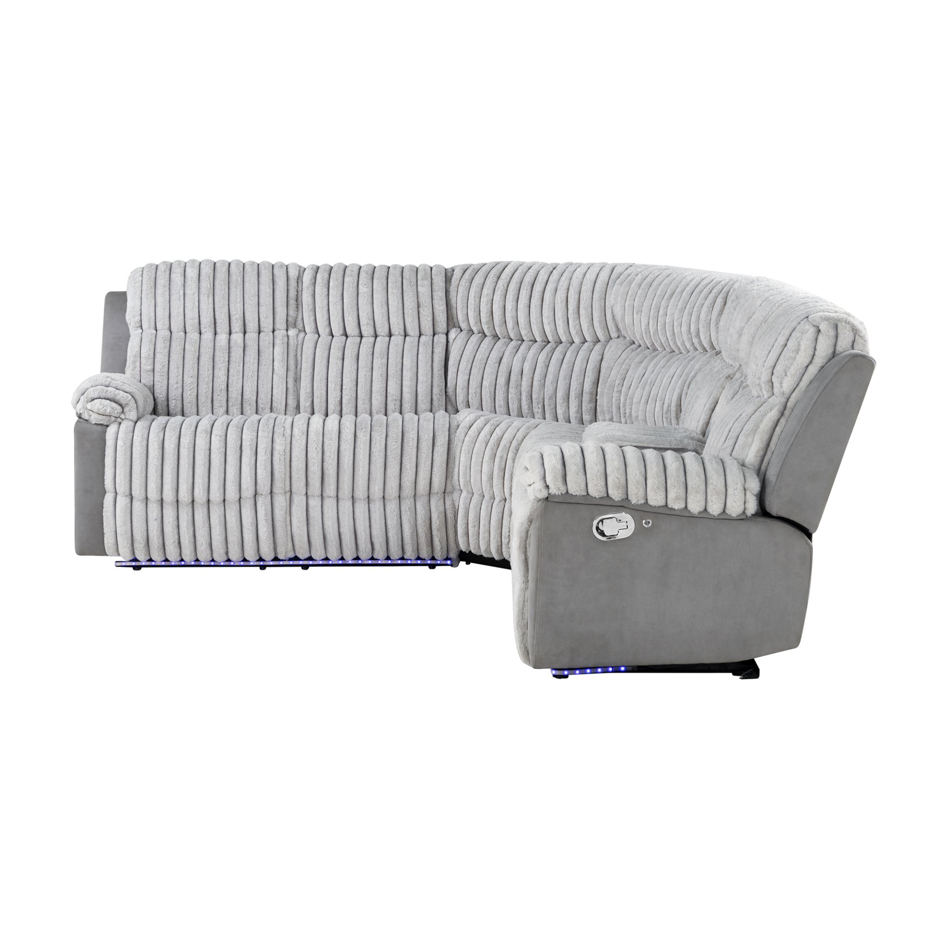 Bruni - Sectional Sofa With LED Lighting And Manual Recline - Gray - Image 4