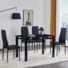 Modern 5 Piece Dining Table Set With Glass Top And Chairs - Black - Image 4