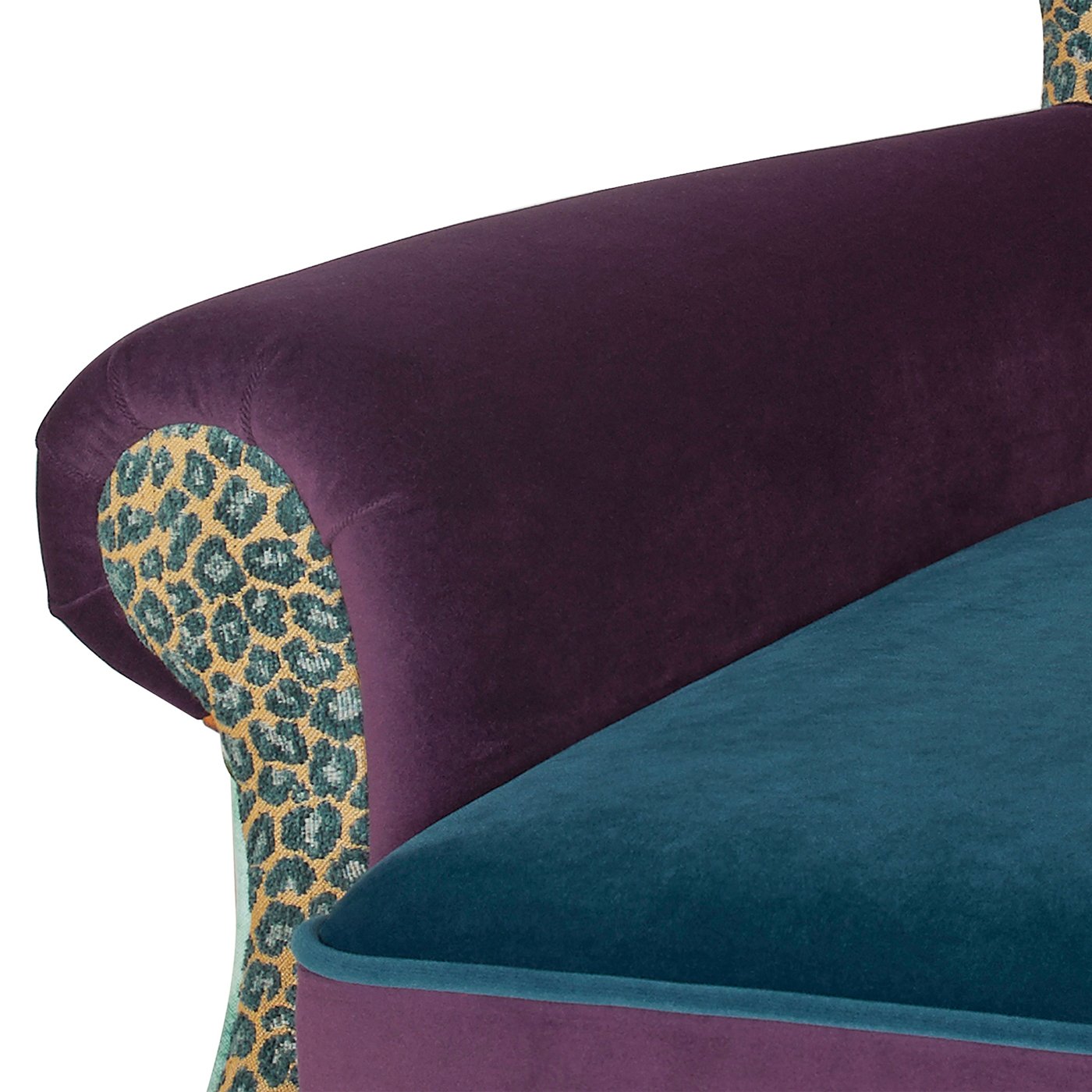 Anya - Boho Chic Wingback Accent Arm Chair - Floral / Leopard / Blue Teal / Purple - Image 8