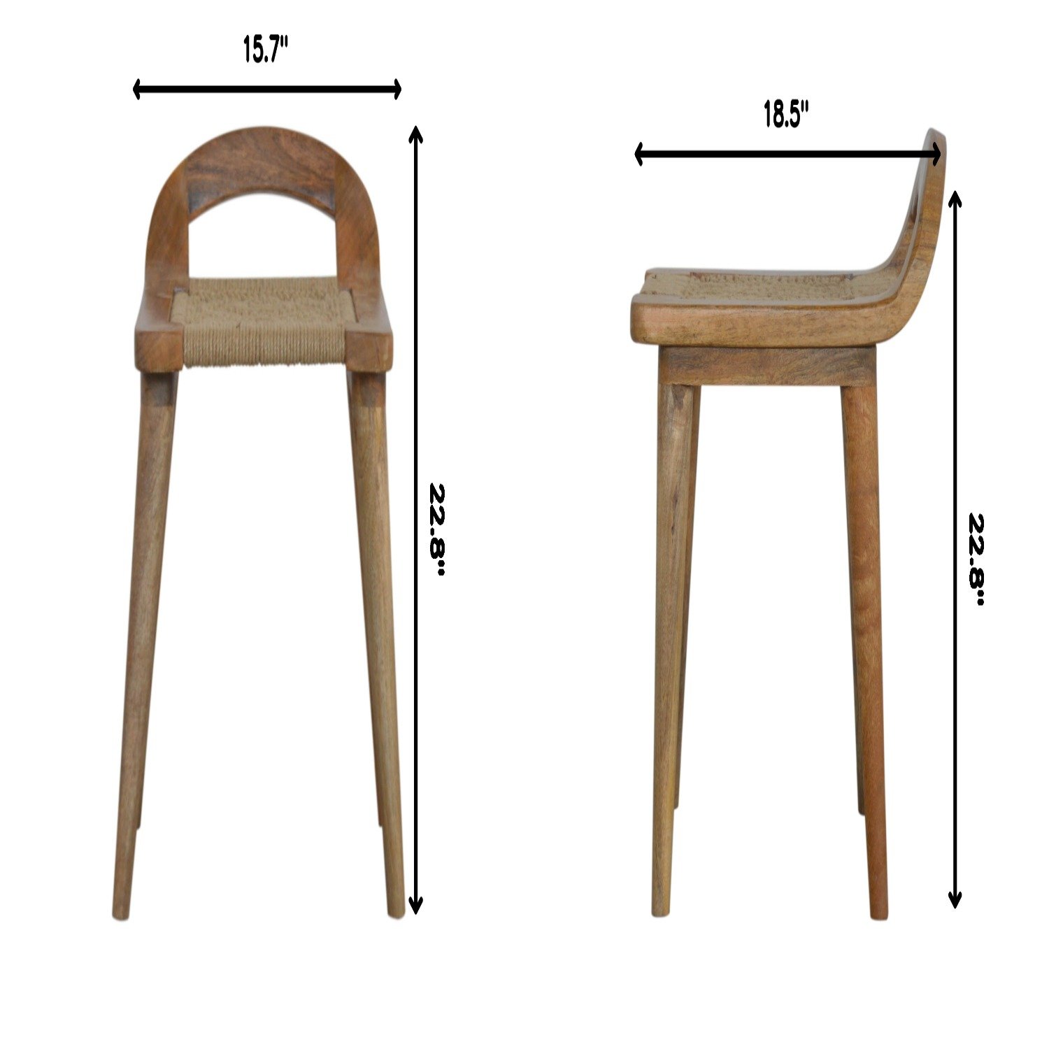 Woven Raised Back Stool - Oak - Image 3