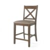 Farmhouse Style Upholstered Wood Counter Stools (Set of 2) With X Back Frame - Brown - Image 5