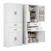 Elegant Multi Functional Storage Cabinet With Slide Rail Drawers, Adjustable Shelves - White - Image 6