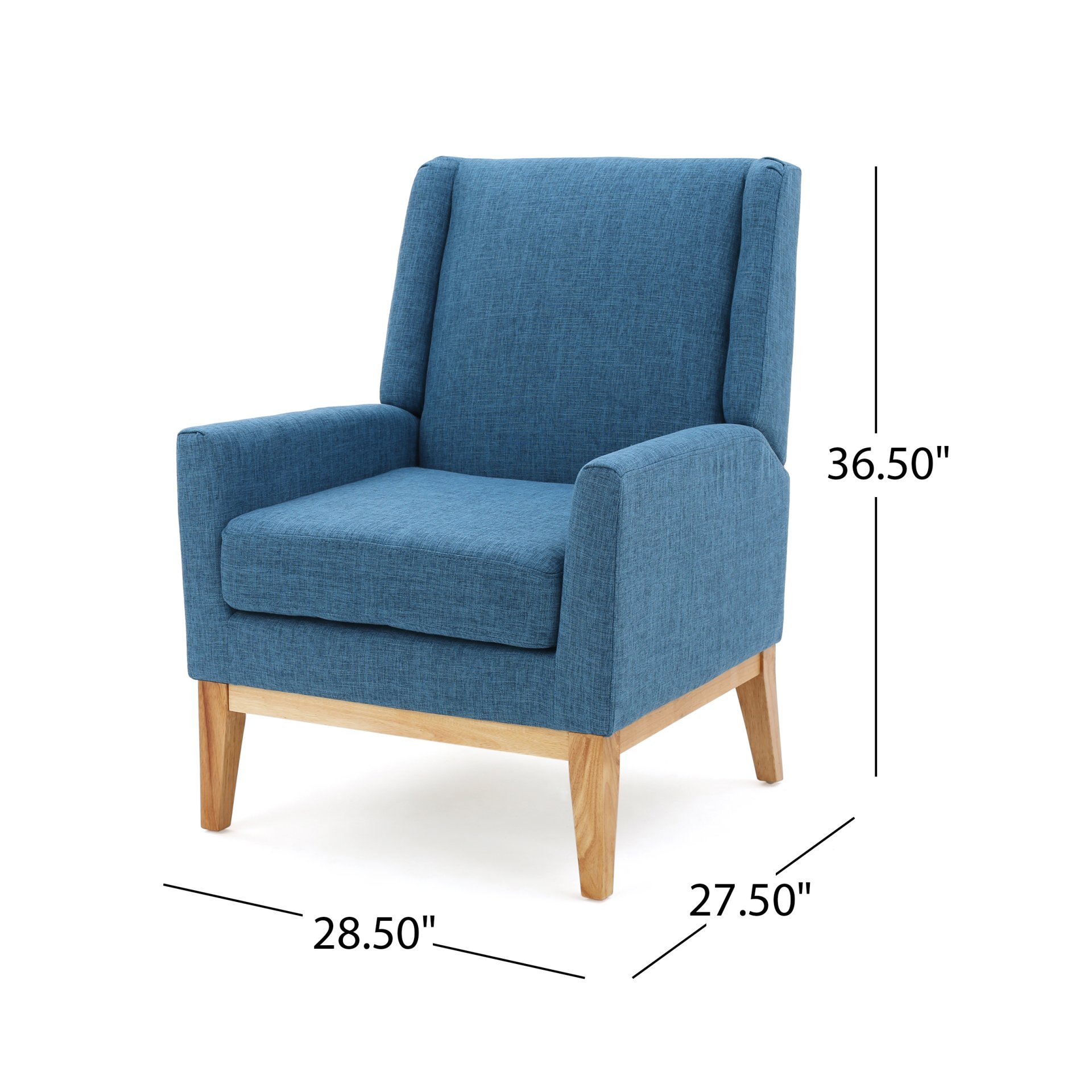 Mid Century Modern Accent Chair With Cushion Seat - Blue - Image 3