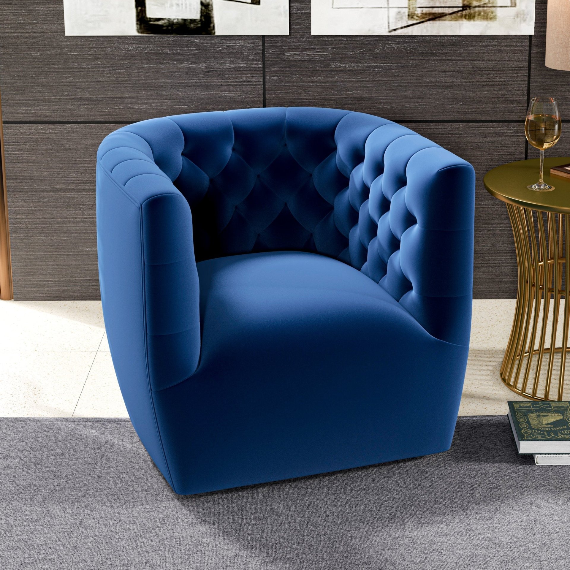 Delaney - Swivel Chair - Dark Blue - Image 10