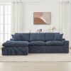 Cloud Sectional Sofa Upholstered Sofa Couch With Double-Layer Cushion And Side Pockets - Blue - Image 5