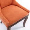 Ultra Side Dining Chair,Thickened Fabric Chairs With Neutrally Toned Solid Wood Legs, Bronze Nail Head (Set of 2) - Orange - Image 10