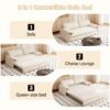 Queen Pull Out Sofa Bed, 3 In 1 Convertible Sleeper Sofa With Side Storage Multifunctional Velvet Loveseat Bed For Living Room - Beige - Image 13