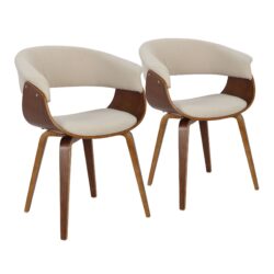 Vintage Mod - Mid-Century Modern Dining / Chair (Set of 2) - Walnut / Cream