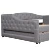 Full Long Size Daybed With LED Belt And Trundle - Gray - Image 7