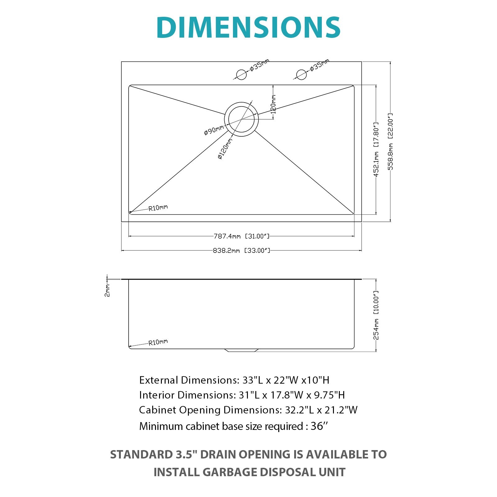 33" Drop In Kitchen Sink With Pull Out Faucet And Soap Dispenser 16 Gauge T 304 Topmount Single Bowl - Gunmetal Black - Image 3
