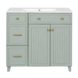 36" Bathroom Vanity With Sink, Soft Close Doors, Adjustable Shelves - Green