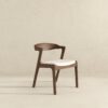 Dakota - Velvet Dining Chair (Set of 2) - Cream White / Dark Brown - Image 4