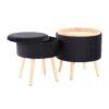 Tray - Contemporary Storage Ottoman With Matching Stool - Black / Natural - Image 3
