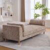 Modern Upholstered End Of Bed Bench With Armrests And Chenille Fabric - Wheat - Image 6