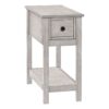 Accent End Table, 2 Tier, Narrow, Lamp, Storage Drawer, Transitional - Gray Wash - Image 6