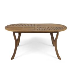 Outdoor Table With Smooth Lines, Slat Top - Teak
