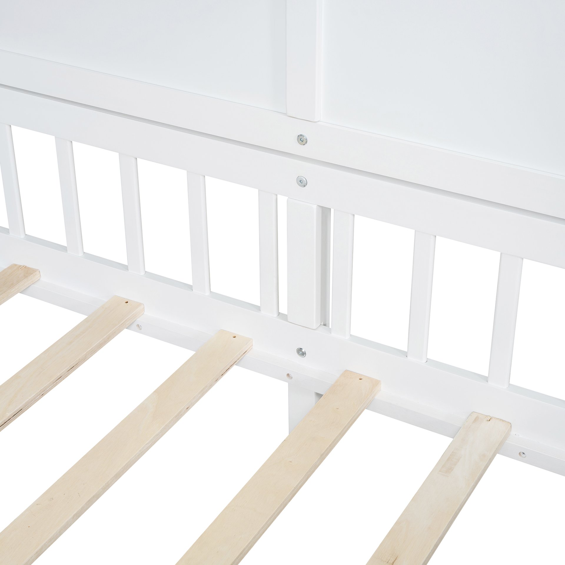 Twin Size House Bed With Shelves, Window And Sparkling Light Strip On The Roof - White - Image 18