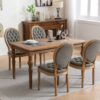 French Style Solid Wood Frame Antique Painting, Hand-Pulled Buckle Decoration Artificial Leather Dining Chair With Nailhead Trim, Wood Legs (Set of 2) - White Pine / Green - Image 16