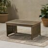 Acacia Wood Outdoor Coffee Table, Rectangular Patio Coffee Table For Outside - Gray - Image 2