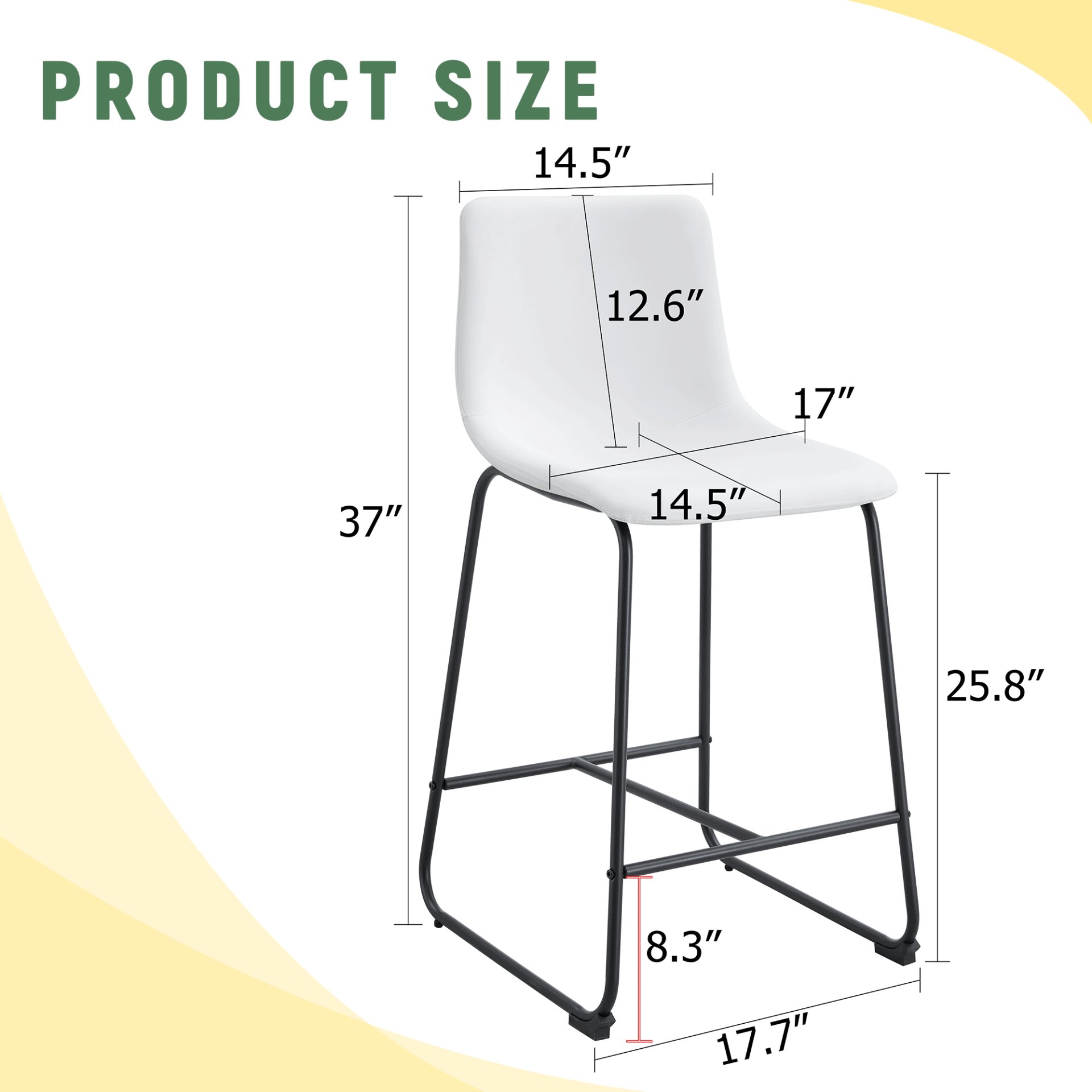 (Set of 2) Modern Minimalist Style Material Bar Stools, Suitable For Kitchen, Bar And Modern Home Design - White - Image 3