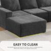 Modular U Shaped Sectional With Ottomans, Luxury Cloud Floor Couch With Deep Seat Fully Compressed Upholstered Sofa - Dark Gray - Image 22