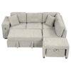 Sectional Sofa L-Shaped Sofa Couch Pull-Out Sofa Bed With A Movable Ottoman, Two USB Ports And Two Cup Holders For Living Room - Gray - Image 13