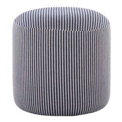 Round Pouf Knitted Blue / White