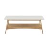 Modern Coffee Table With Extra Storage Manufactured Wood Top Solid Wood Frame - Off White / Natural - Image 4