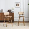 Bari - Indoor Wood Barstool Set Rubberwood And Rattan - Walnut - Image 2