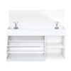Modern Design Entryway Bench With Adjustable 3 Tier Flip-Up Drawers And Hidden Cabinet - White - Image 10