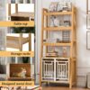 Modern Furniture Style 2 In 1 Pet Friendly Dog Crate Ladder Bookcase - Ancient Oak - Image 4