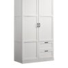 Aubree - Wardrobe Cabinet Armoire With 2 Drawers And Hanging Rod - White - Image 3