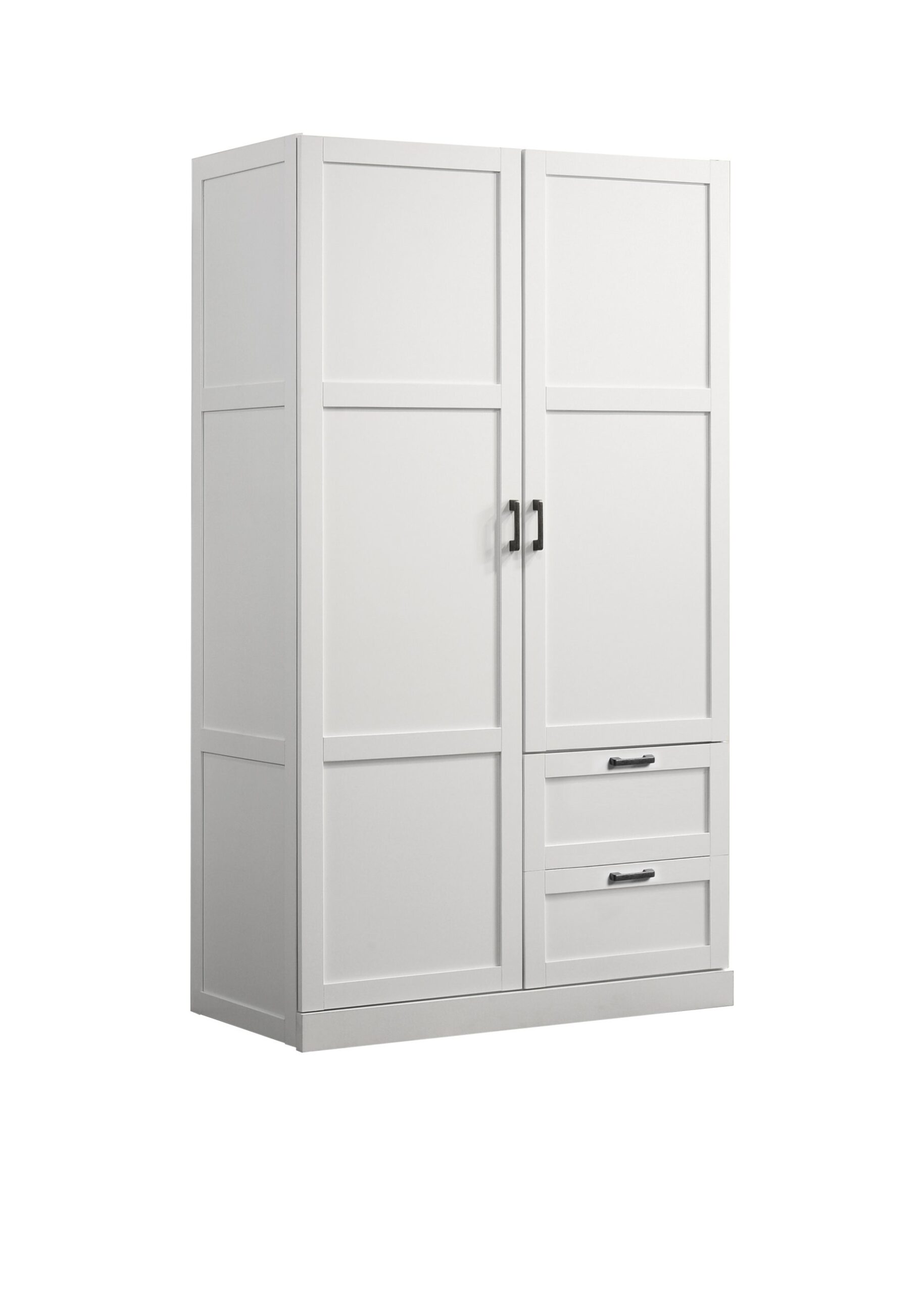 Aubree - Wardrobe Cabinet Armoire With 2 Drawers And Hanging Rod - White - Image 3