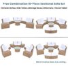 10 Piece Outdoor Sectional Half Round Patio Rattan Sofa Set, Wicker Conversation Furniture Set For Free Combination - White - Image 9