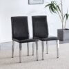 (Set of 2) Backrest Chairs With Metal Legs, They Are Ideally Suited For Minimalist And Contemporary Home Styles - Black / Silver - Image 3