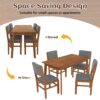 5 Pieces Rectangle Wooden Dining Table Set, Mid Century Modern Kitchen Table And 4 Upholstered Chairs For Home, Saving Space - Brown / Gray - Image 8