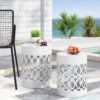 Outdoor Metal (Set of 2) End Table - White - Image 2