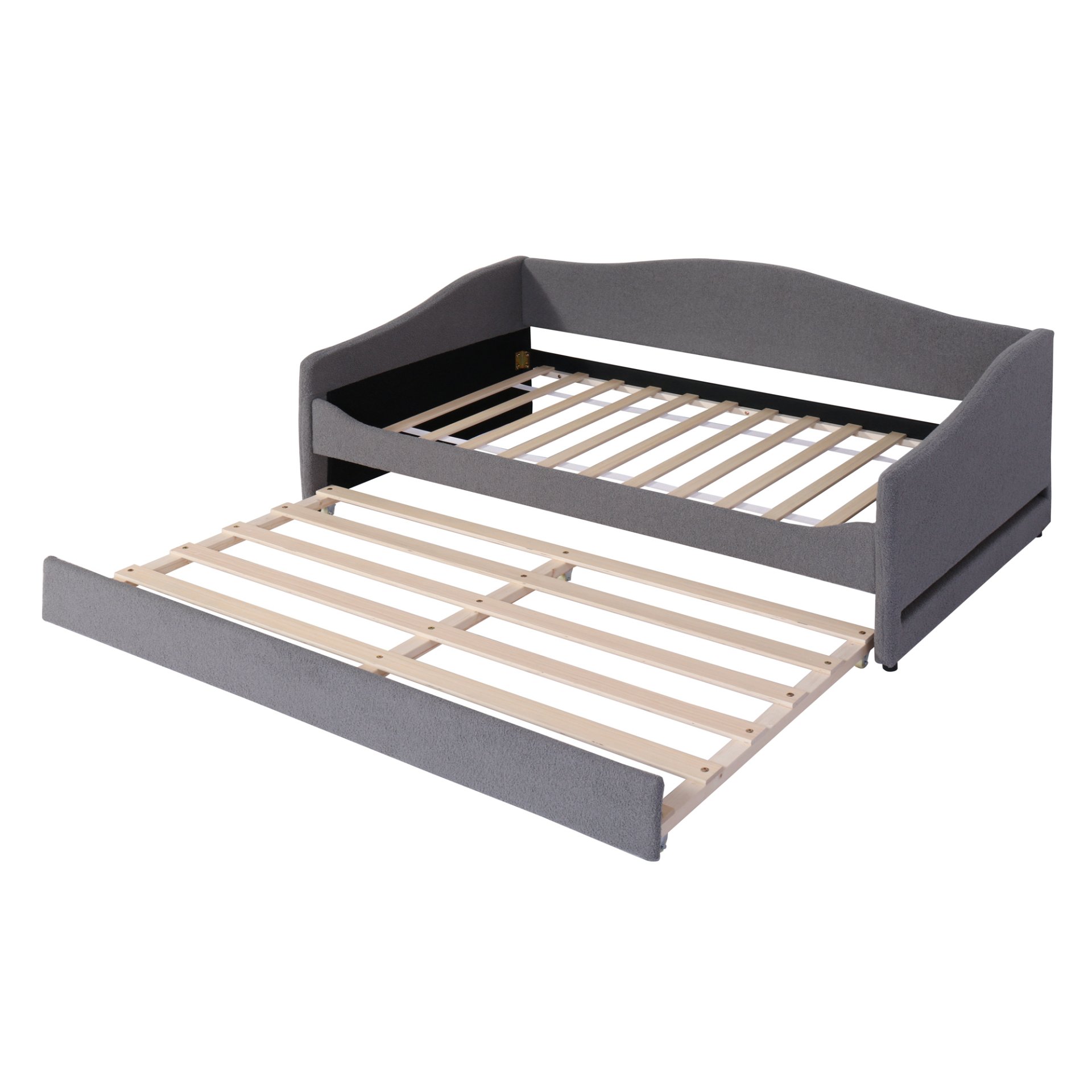 Twin Size Upholstered Daybed With Light And Trundle - Gray - Image 7