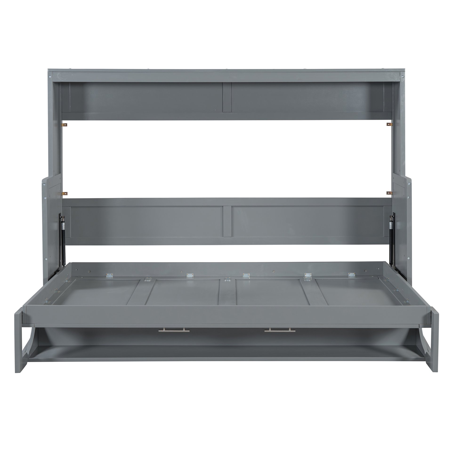 Full Size Murphy Bed With Hydraulic Lift & Desk Design - Gray - Image 7