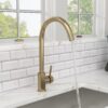 Modern Kitchen Sink Faucet With Single Handle Stainless Steel - Gold - Image 2