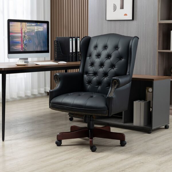 Executive Office Chair, High Back Reclining Comfortable Desk Chair With Smooth Glide Caster Wheels - Black