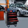 6 Drawer Multifunctional Tool Cart With Wheels, Metal Rolling Tool Cart Storage For Garage Workshop Warehouse Repair Shop With Stainless Steel Roof - Black / Red - Image 14