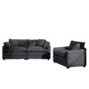 Modern Living Room Sofa 2 Piece Set Corduroy, Single And 3 Seater Sofas - Gray - Image 18