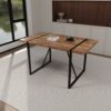 Modern Rural Industrial Dining Table, 55" Rectangular Wood With Metal Legs, Seats 4 - 6 - Wood - Image 2