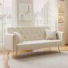 Convertible Double Folding Living Room Sofa Bed - Beige - Image 7