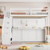 Full Over Full Size Murphy Bed With Hydraulic Lift & Desk Design - White - Image 16