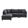 Modern Sectional Sofa With Vertical Stripes, 2 Pillows, 5 Seat Couch With Convertible Ottoman, Various Combinations, L-Shape Indoor Furniture - Dark Gray - Image 25