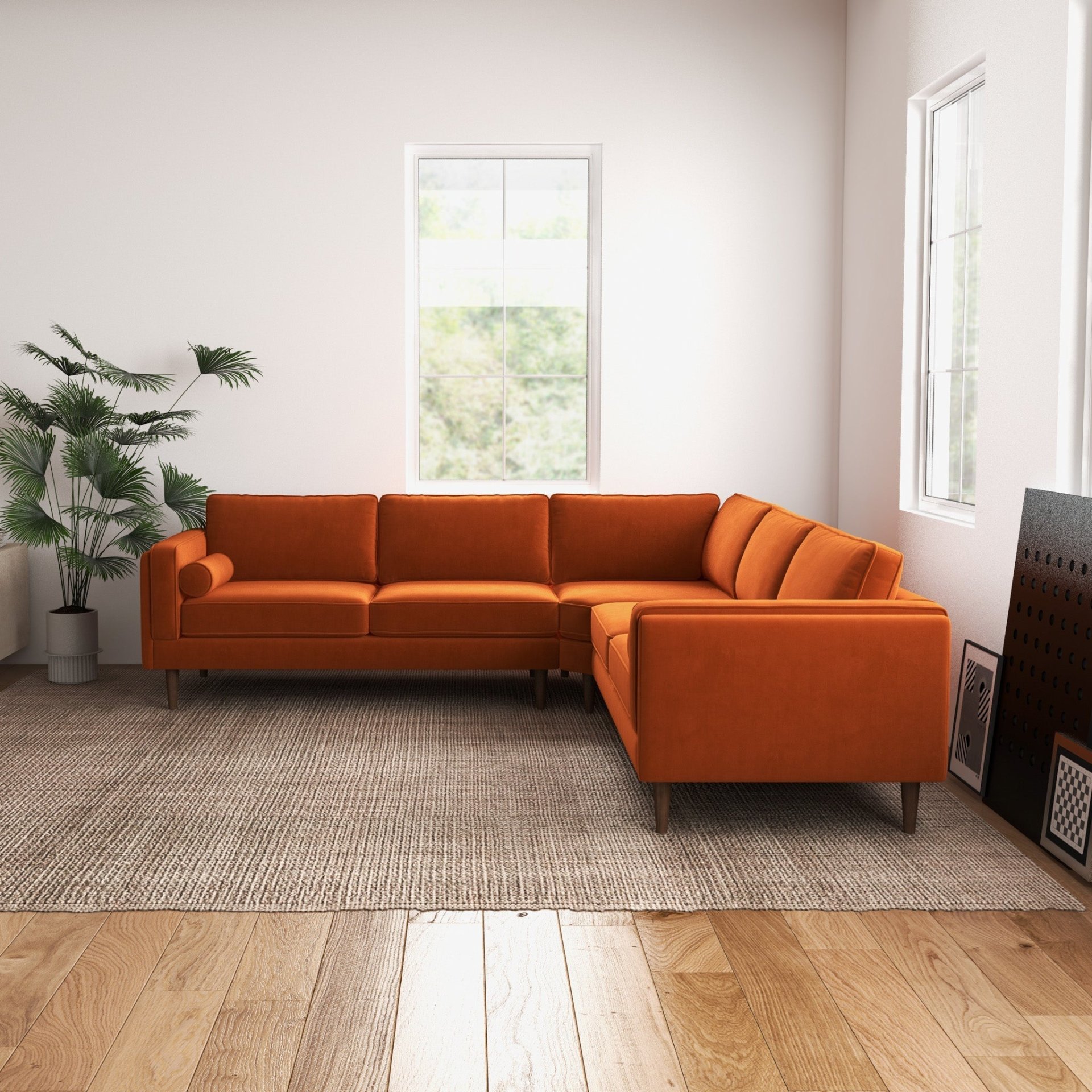 Amber - Corner Sectional Sofa - Orange - Image 12