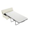 Twin Size Folding Ottoman Sleeper Bed With Mattress Convertible Guest Bed Chenille Upholstery - White - Image 17